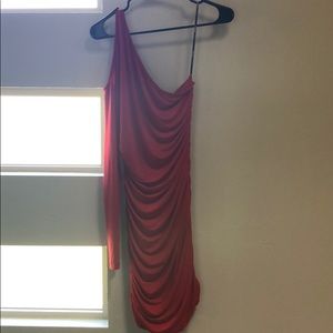 Red one sleeve dress